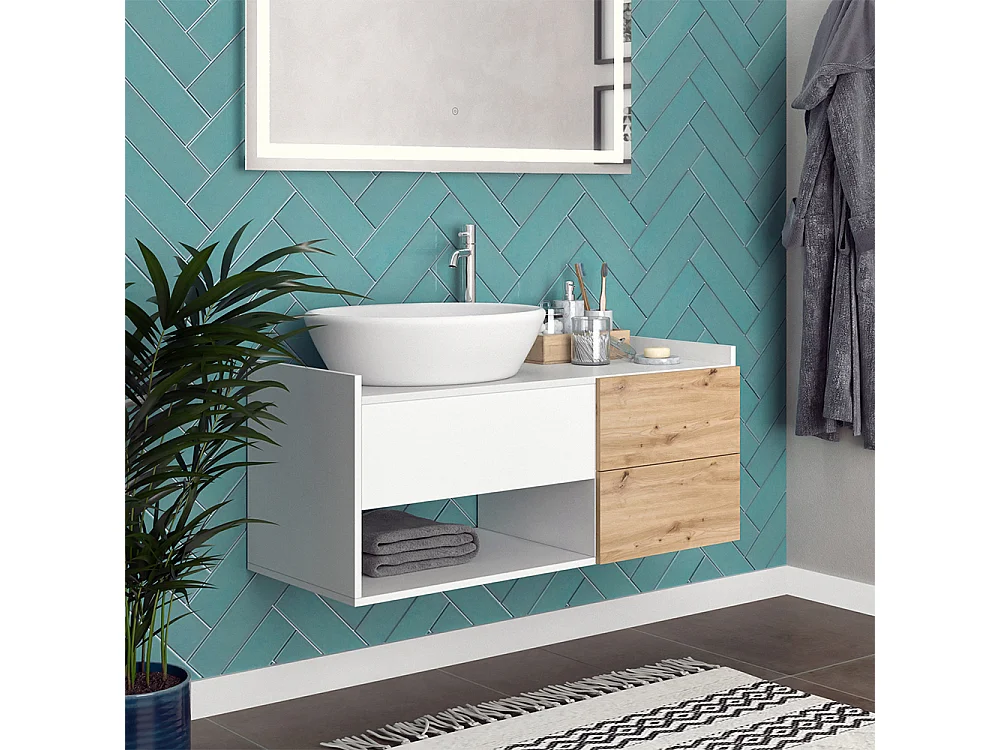 Meuble sous vasque simple blanc 105x43.8x45 alf