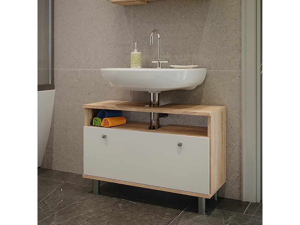 Mobiletto per lavabo sonoma/bianco 80.2x32x54 fynn