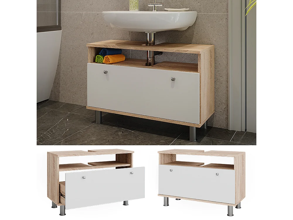 Mobiletto per lavabo sonoma/bianco 80.2x32x54 fynn
