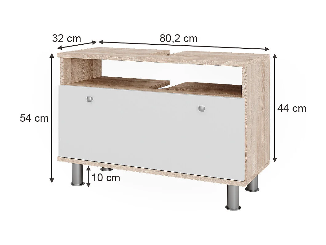 Mobiletto per lavabo sonoma/bianco 80.2x32x54 fynn