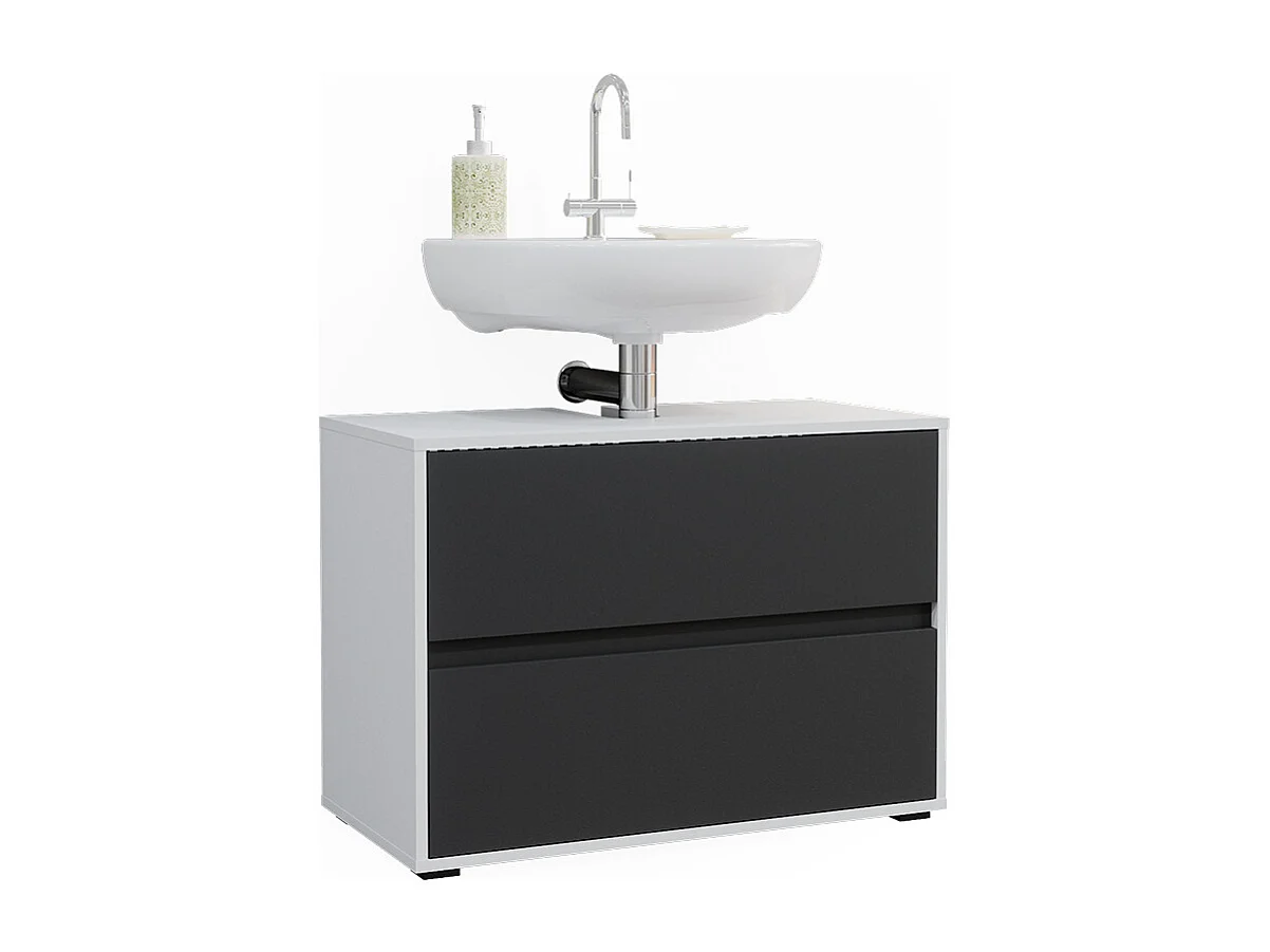 Meuble sous vasque simple blanc/anthracite 80.2x40.1x58.2 maltin