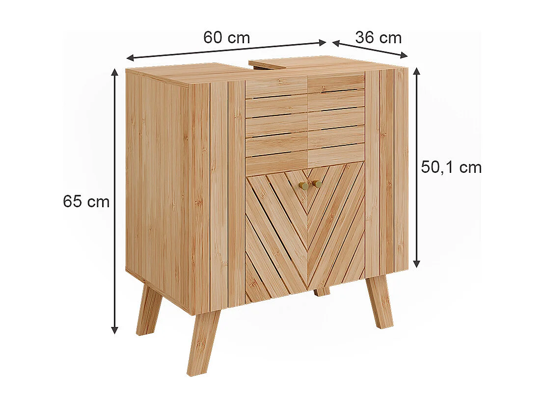 Mobiletto per lavabo bambù 60x36x65 lucie