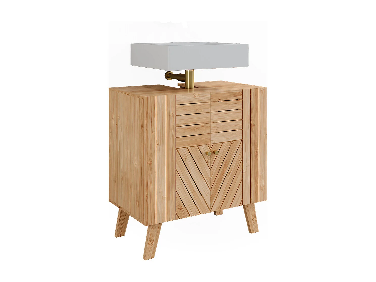 Mobiletto per lavabo bambù 60x36x65 lucie