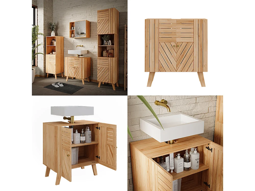 Meuble sous lavabo bambou 60x36x65 lucie