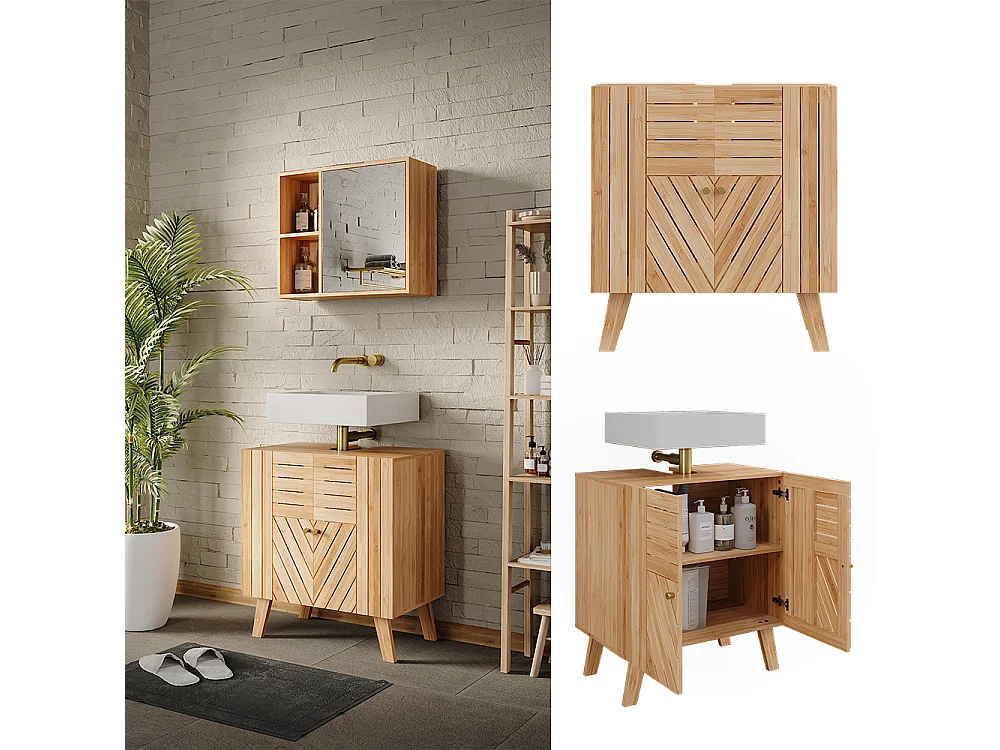Meuble sous lavabo bambou 60x36x65 lucie
