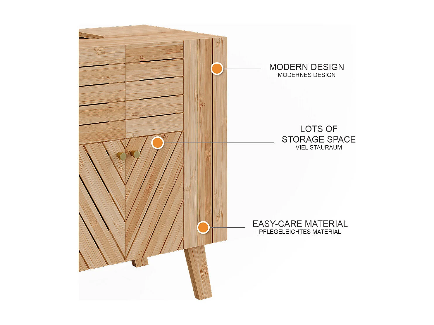 Meuble sous lavabo bambou 60x36x65 lucie