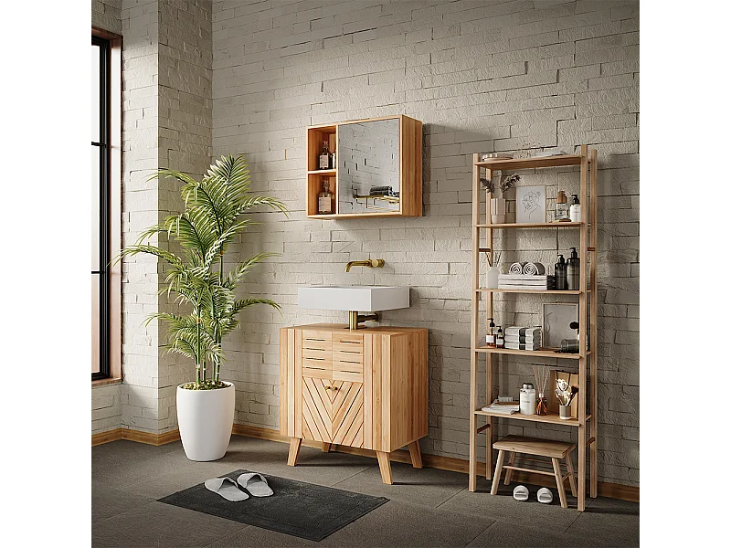 Wastafelonderkast bamboe 60x36x65 lucie