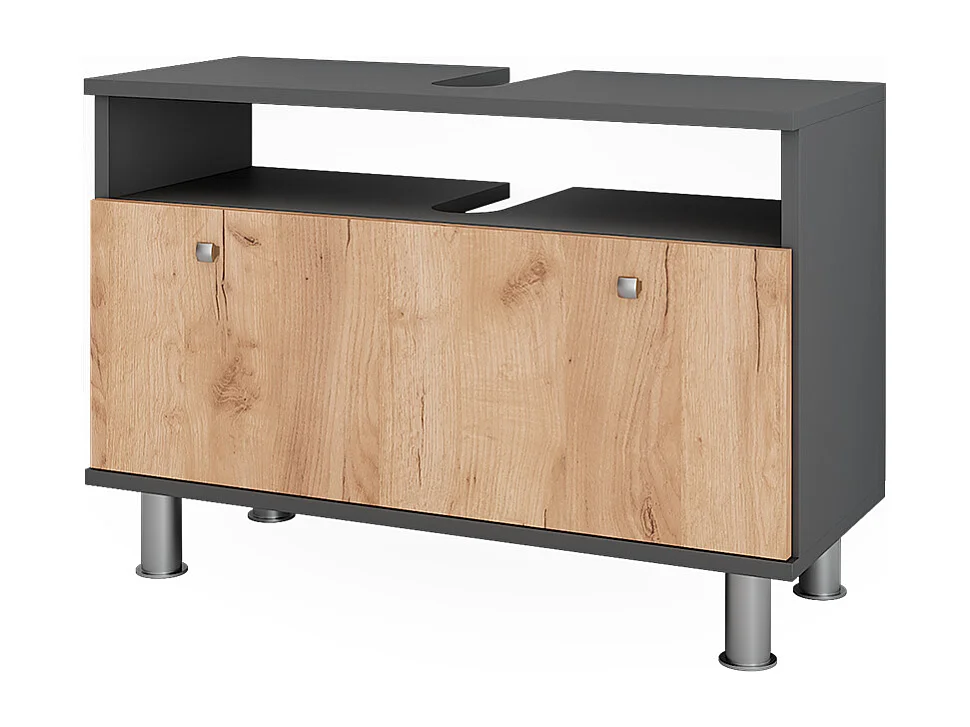 Meuble sous-vasque anthracite/chêne doré 80.2x32x54 fynn