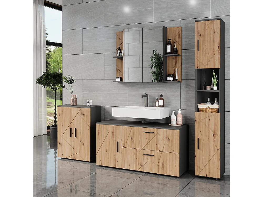 Mobiletto per lavabo antracite/artisan 120.1x41x60.6 irma
