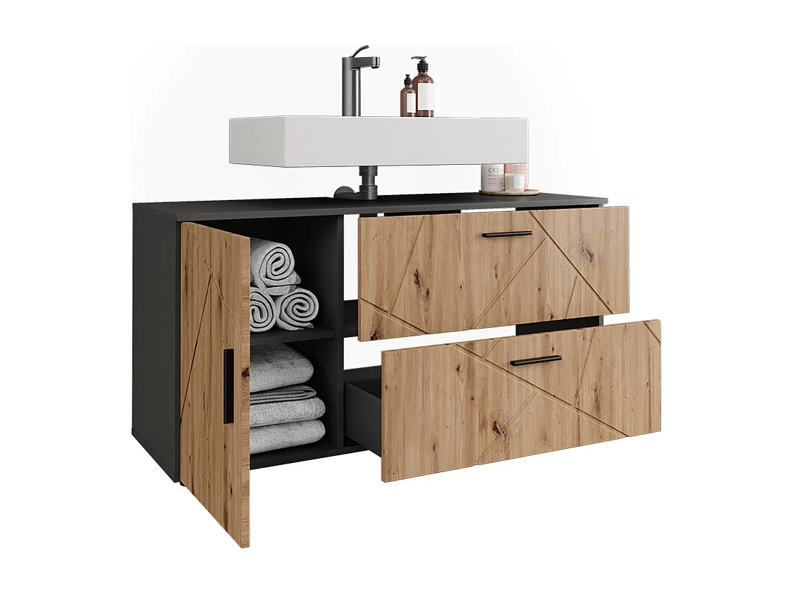 Meuble sous vasque anthracite/artisan 120.1x41x60.6 irma