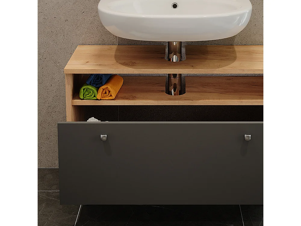Meuble sous-vasque chêne doré/anthracite 80.2x32x54 fynn