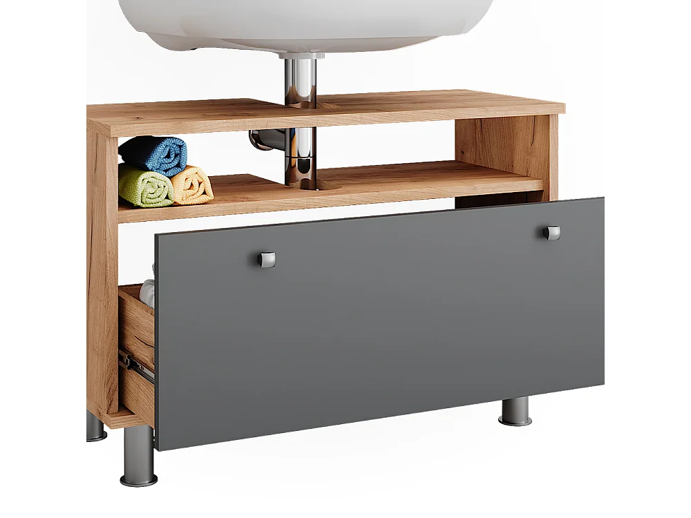 Meuble sous-vasque chêne doré/anthracite 80.2x32x54 fynn