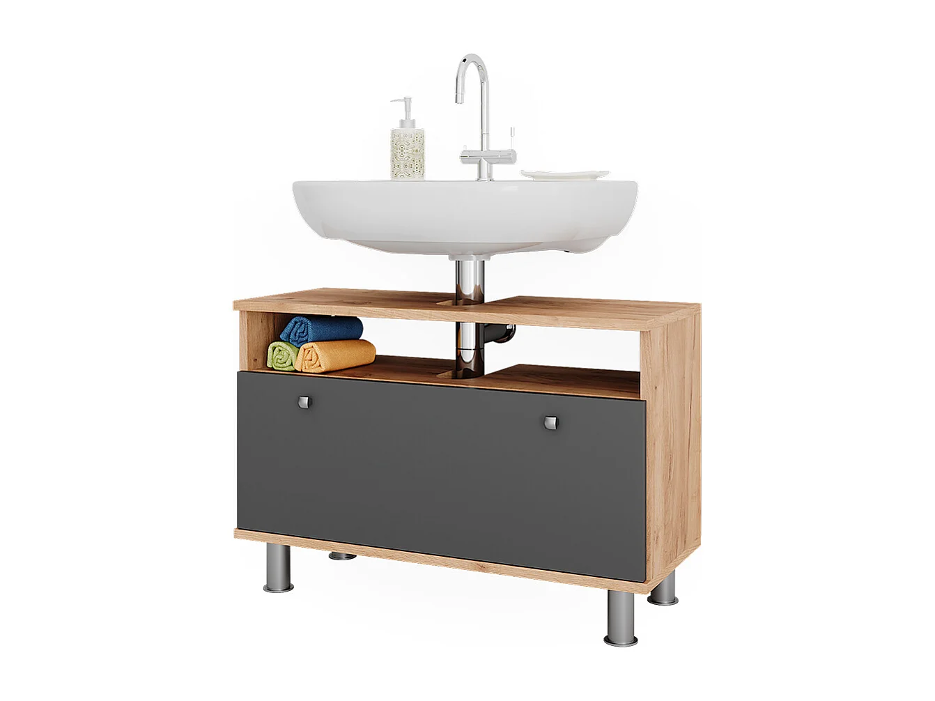 Meuble sous-vasque chêne doré/anthracite 80.2x32x54 fynn