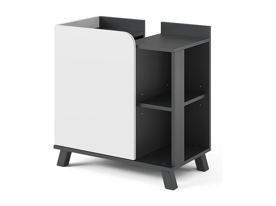 Meuble sous lavabo anthracite/blanc 60x35x65 karen