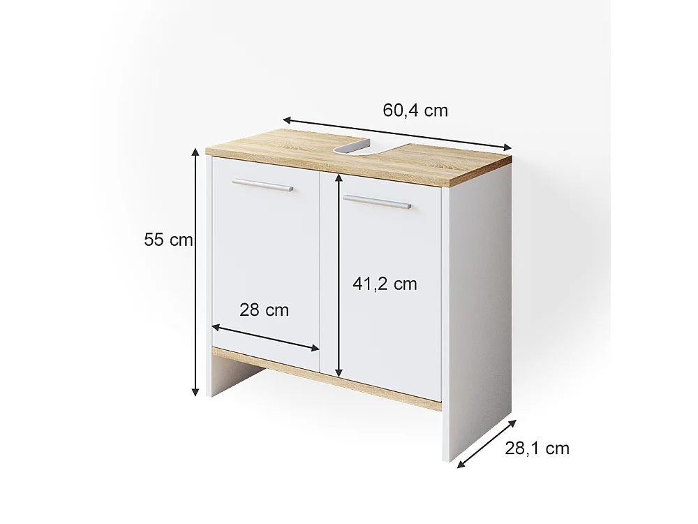 Mobile sottolavabo per bagno bianco 60.4x28.1x55 elvio