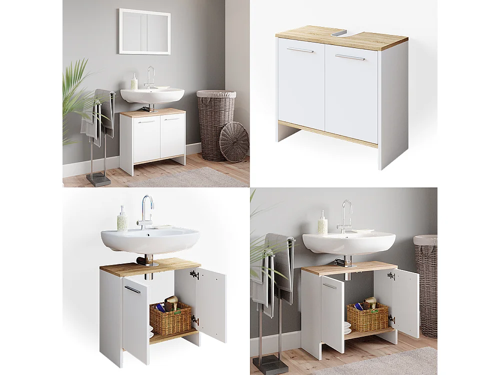 Mobile sottolavabo per bagno bianco 60.4x28.1x55 elvio