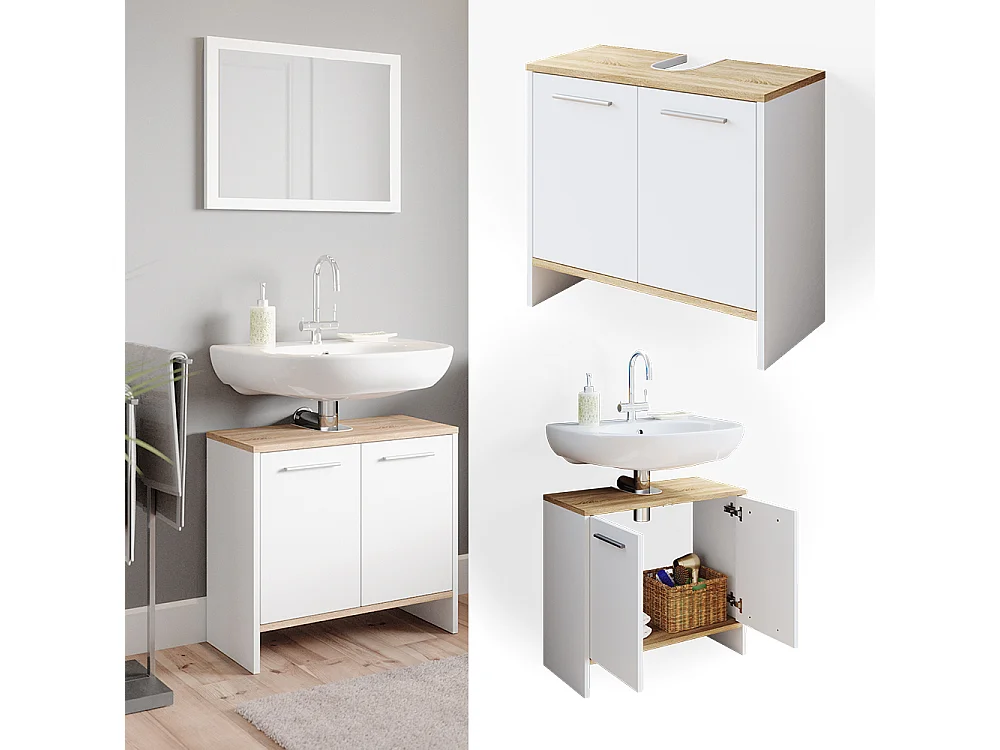 Meuble sous vasque simple blanc 60.4x28.1x55 elvio