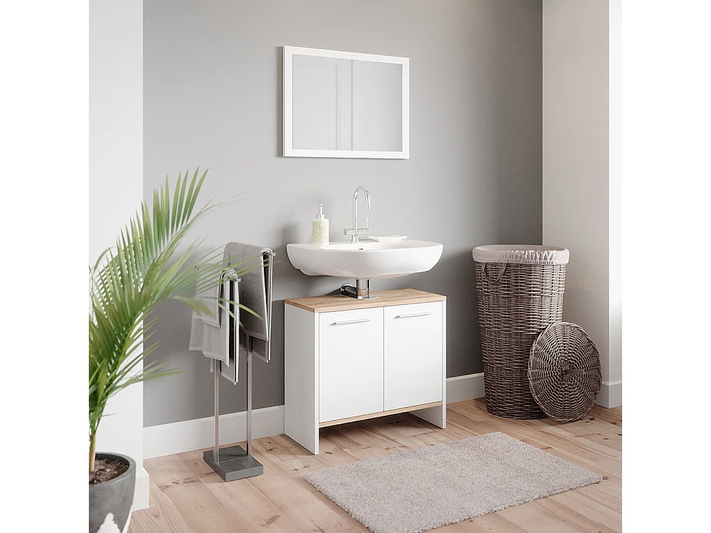 Meuble sous vasque simple blanc 60.4x28.1x55 elvio