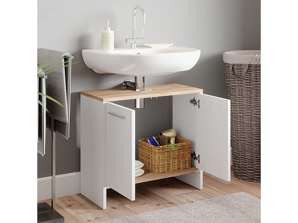 Meuble sous vasque simple blanc 60.4x28.1x55 elvio