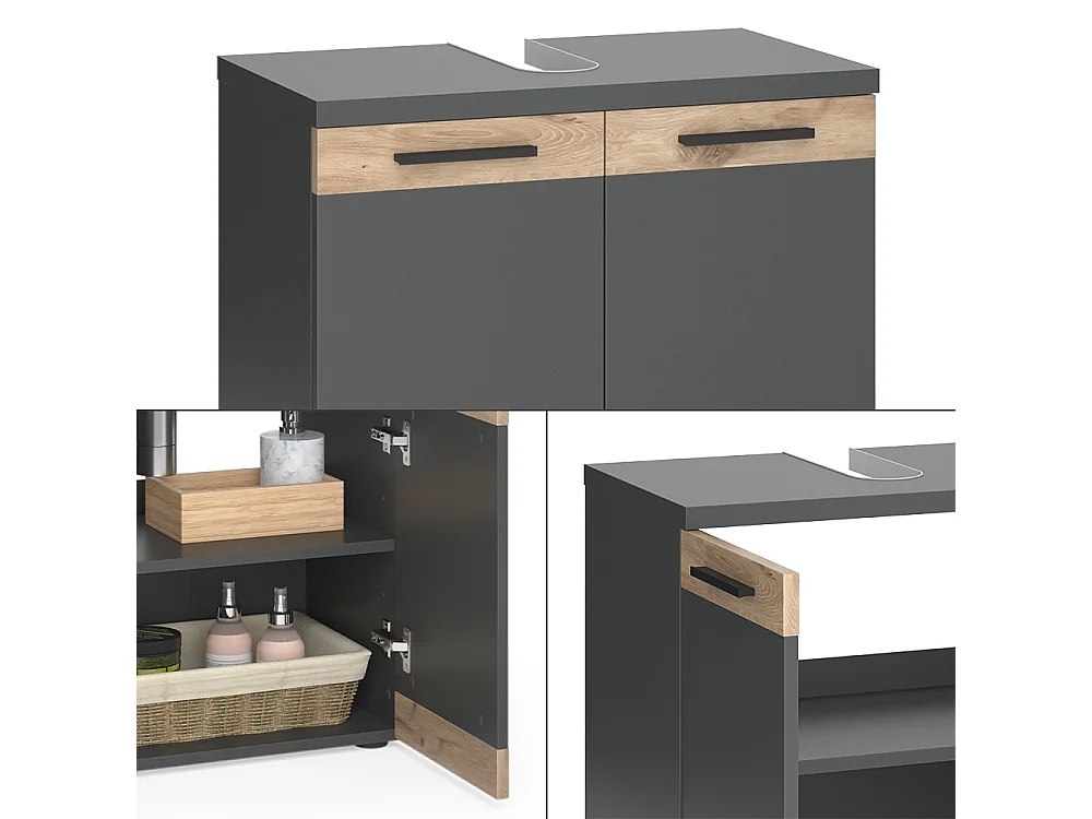 Meuble sous lavabo anthracite 60x34.3x59.1 niko