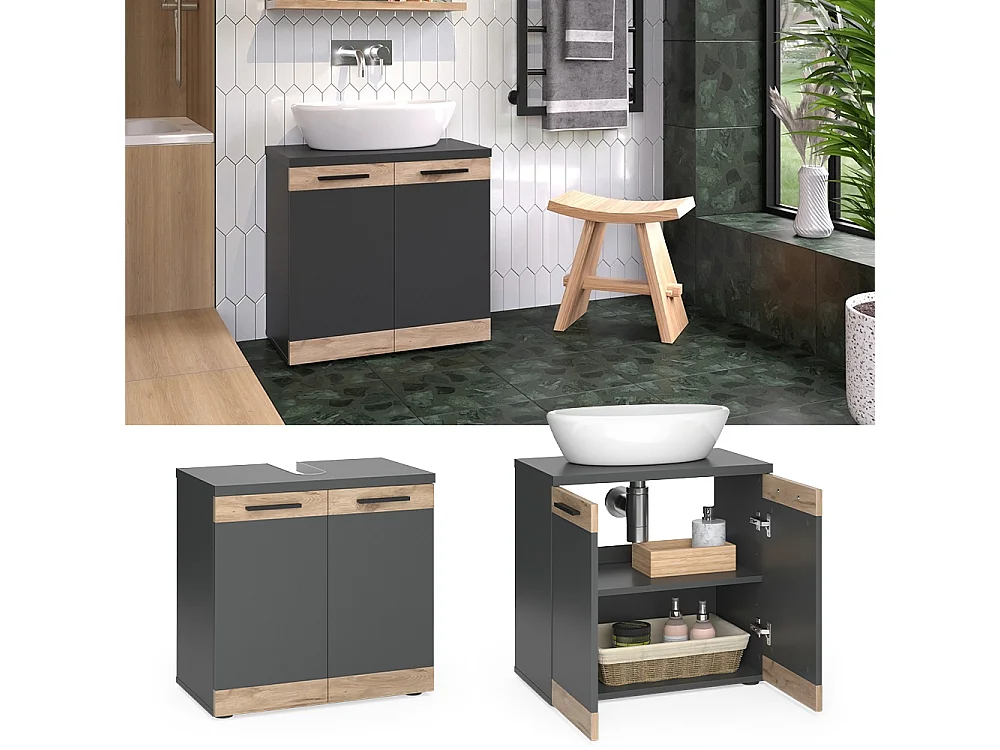 Meuble sous lavabo anthracite 60x34.3x59.1 niko