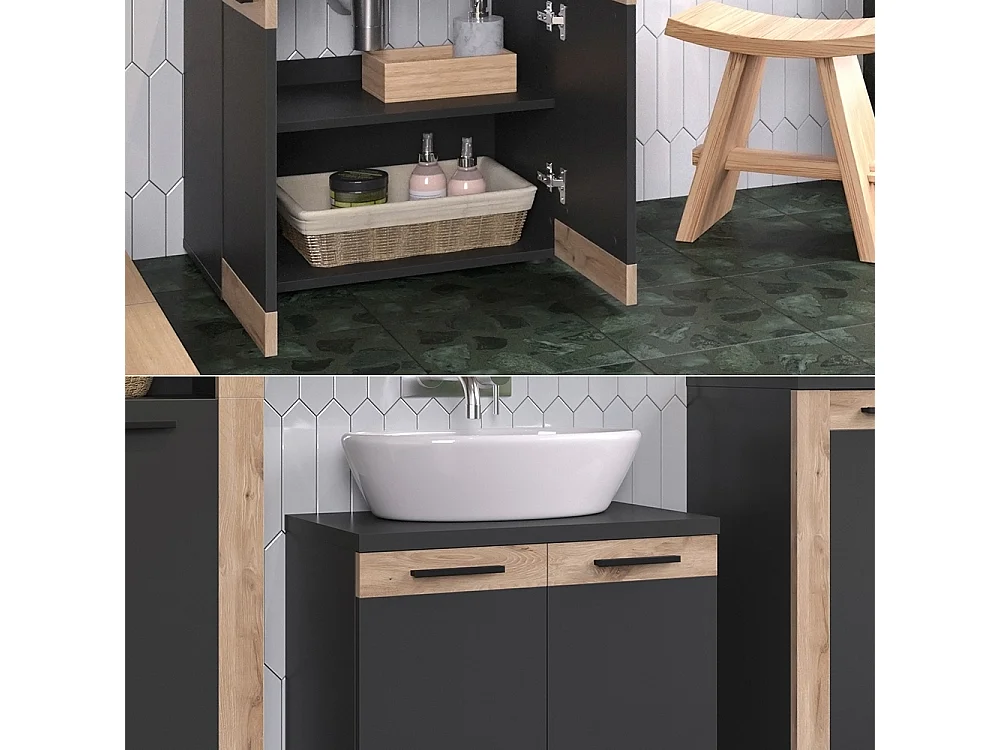 Meuble sous lavabo anthracite 60x34.3x59.1 niko