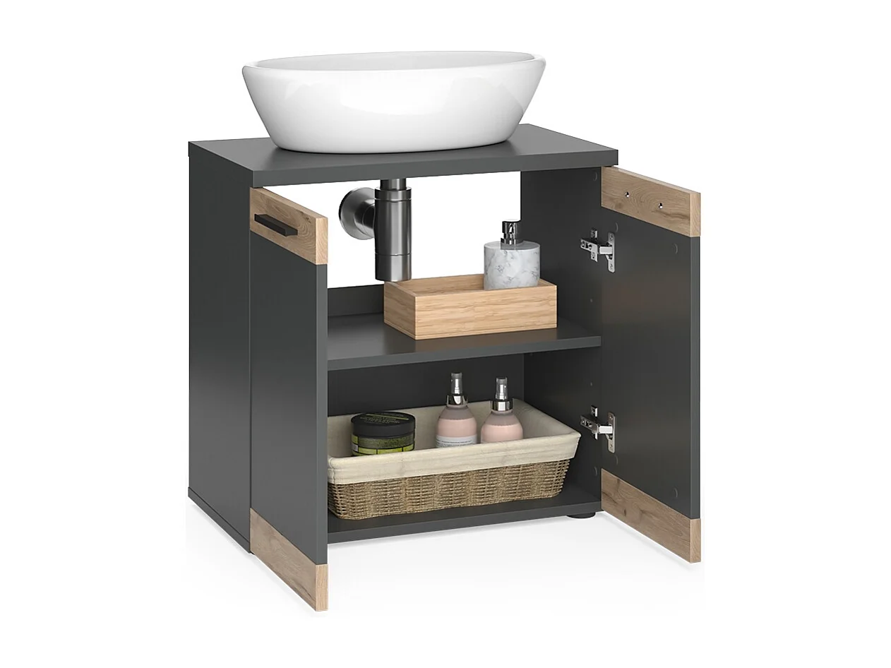 Meuble sous lavabo anthracite 60x34.3x59.1 niko