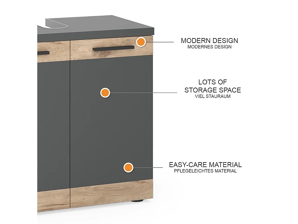 Meuble sous lavabo anthracite 60x34.3x59.1 niko