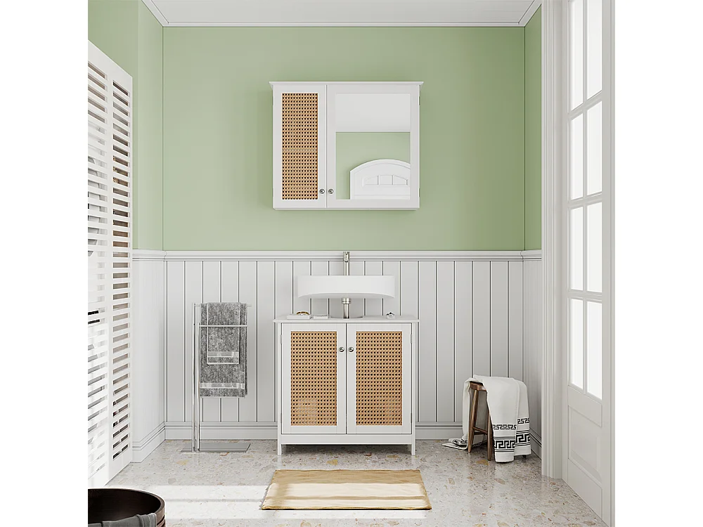 Meuble sous vasque simple blanc 60x35x58 rosario