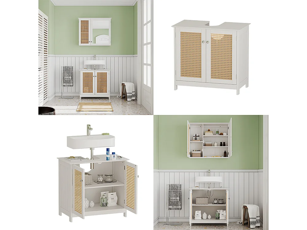 Meuble sous vasque simple blanc 60x35x58 rosario