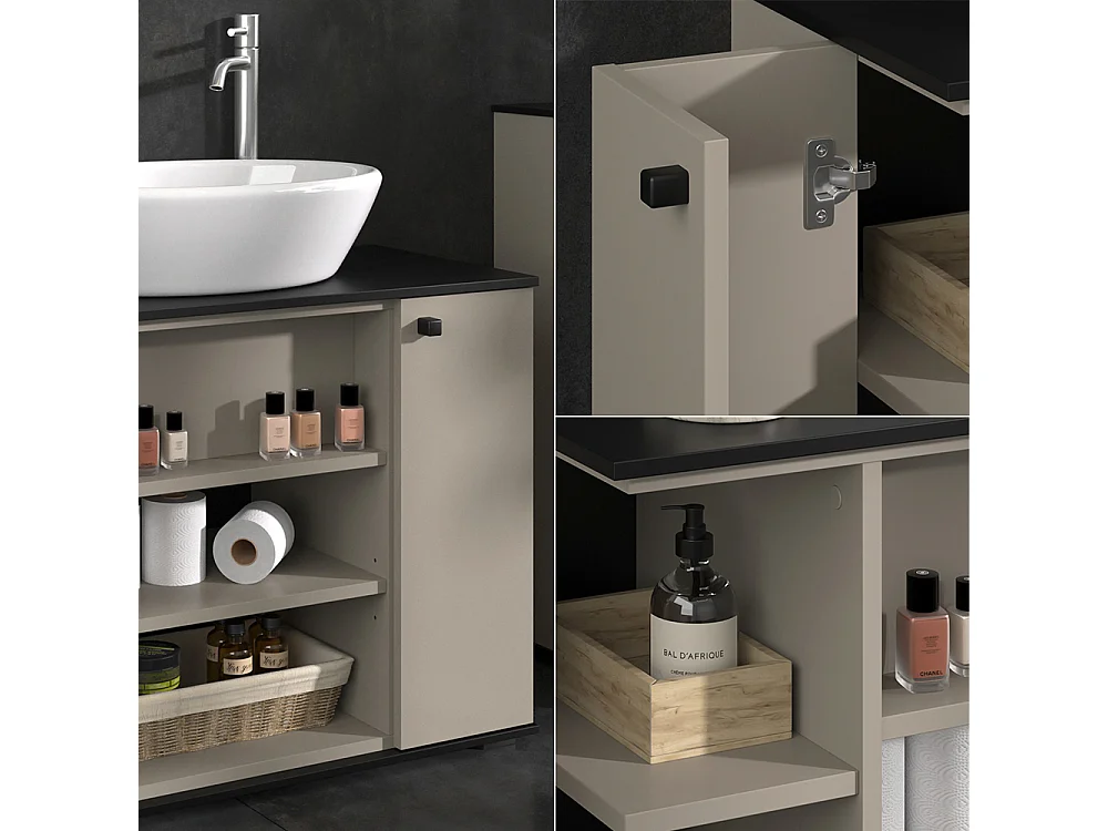 Meuble sous lavabo grège 80x37x59 joli