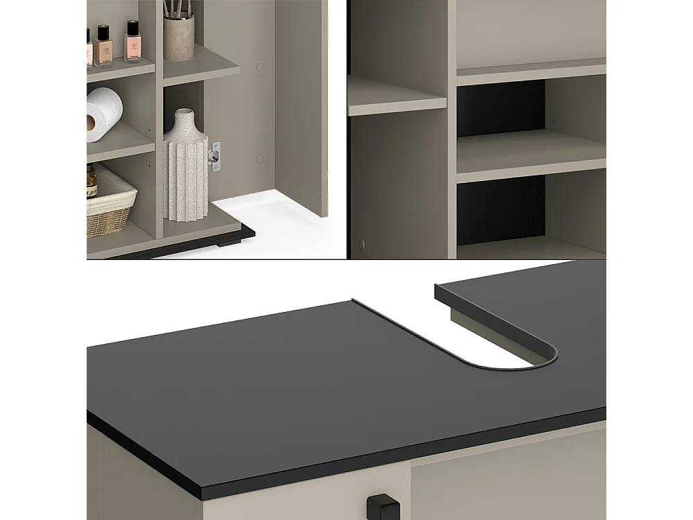 Meuble sous lavabo grège 80x37x59 joli