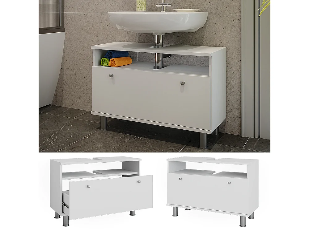 Mobiletto per lavabo bianco 80.2x32x54 fynn