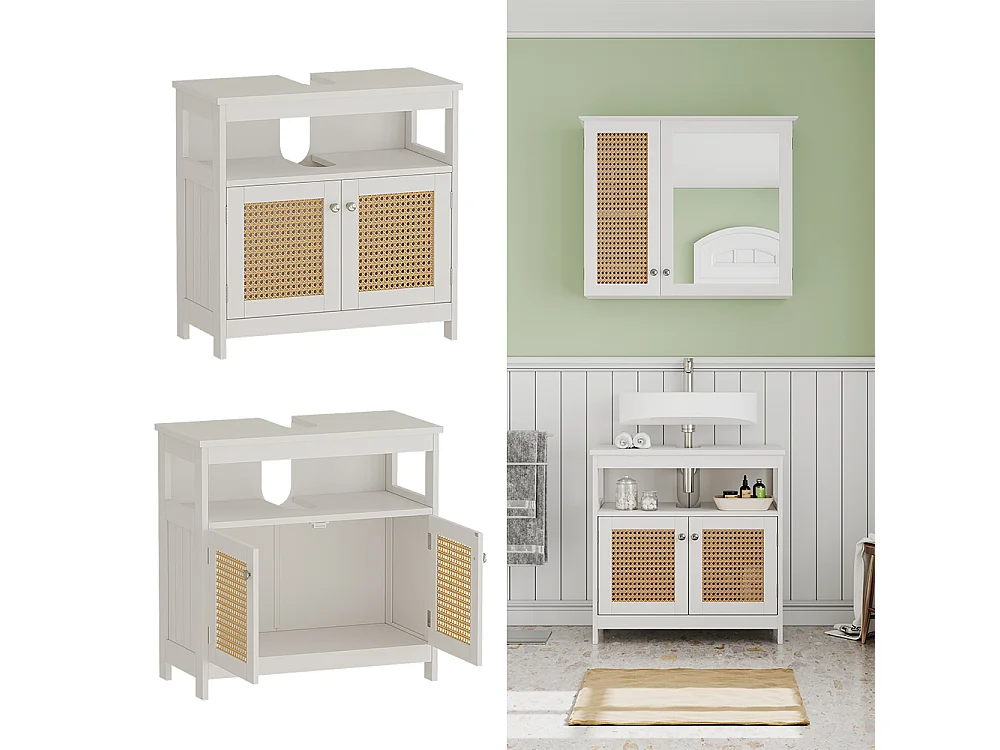 Meuble vasque simple blanc 60x30x60 rosario