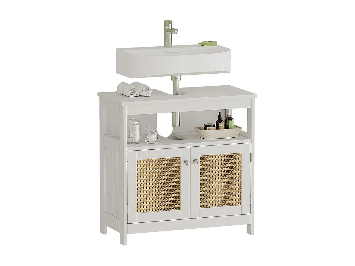 Meuble vasque simple blanc 60x30x60 rosario