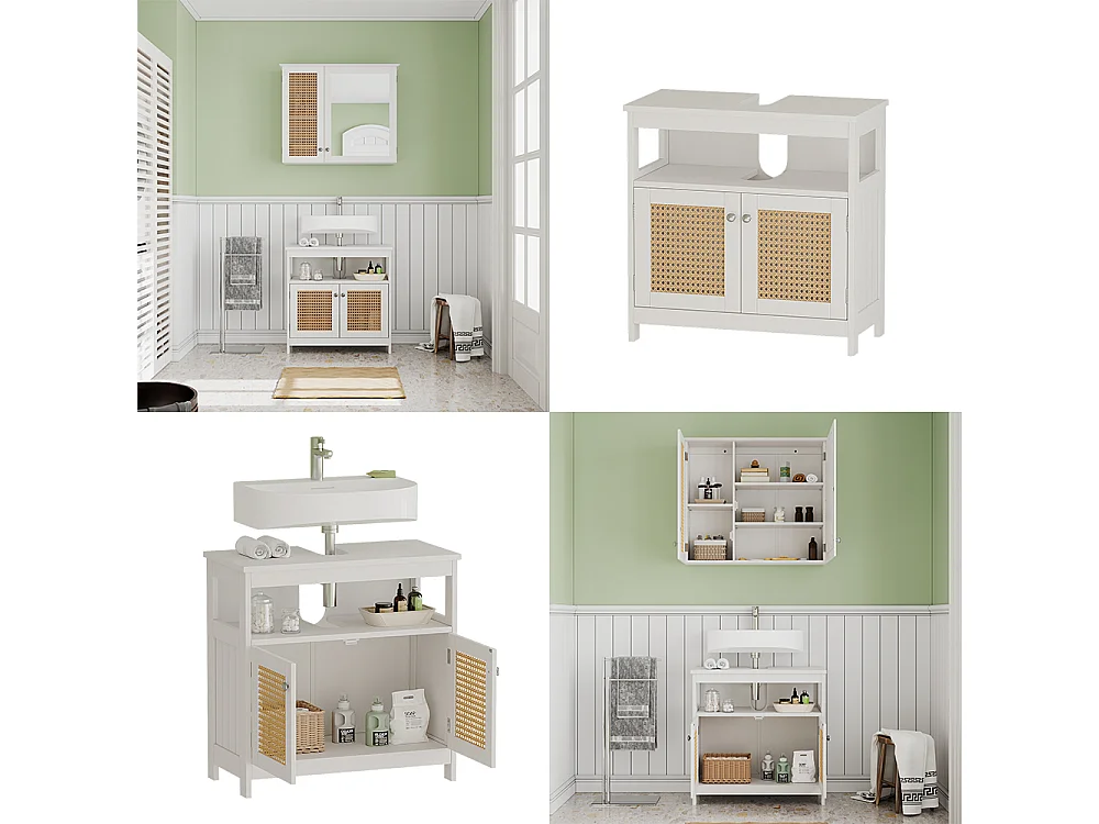 Meuble vasque simple blanc 60x30x60 rosario