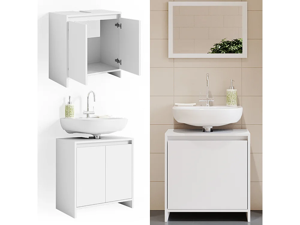 Meuble sous vasque simple blanc 58x33x60 emma