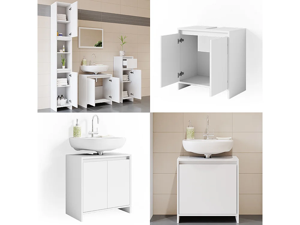 Meuble sous vasque simple blanc 58x33x60 emma