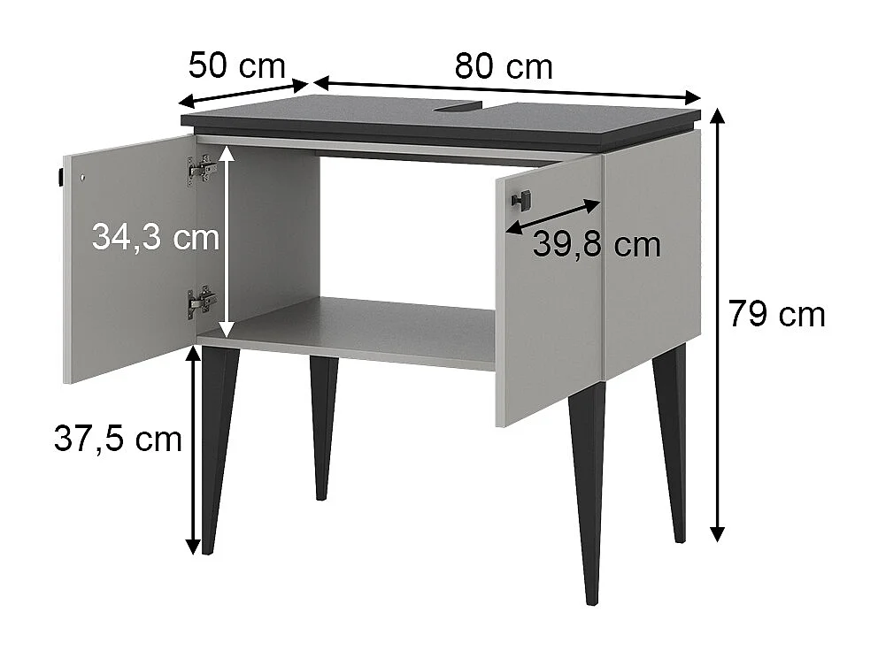 Szafka pod umywalkę szary 80x50x79 gerta