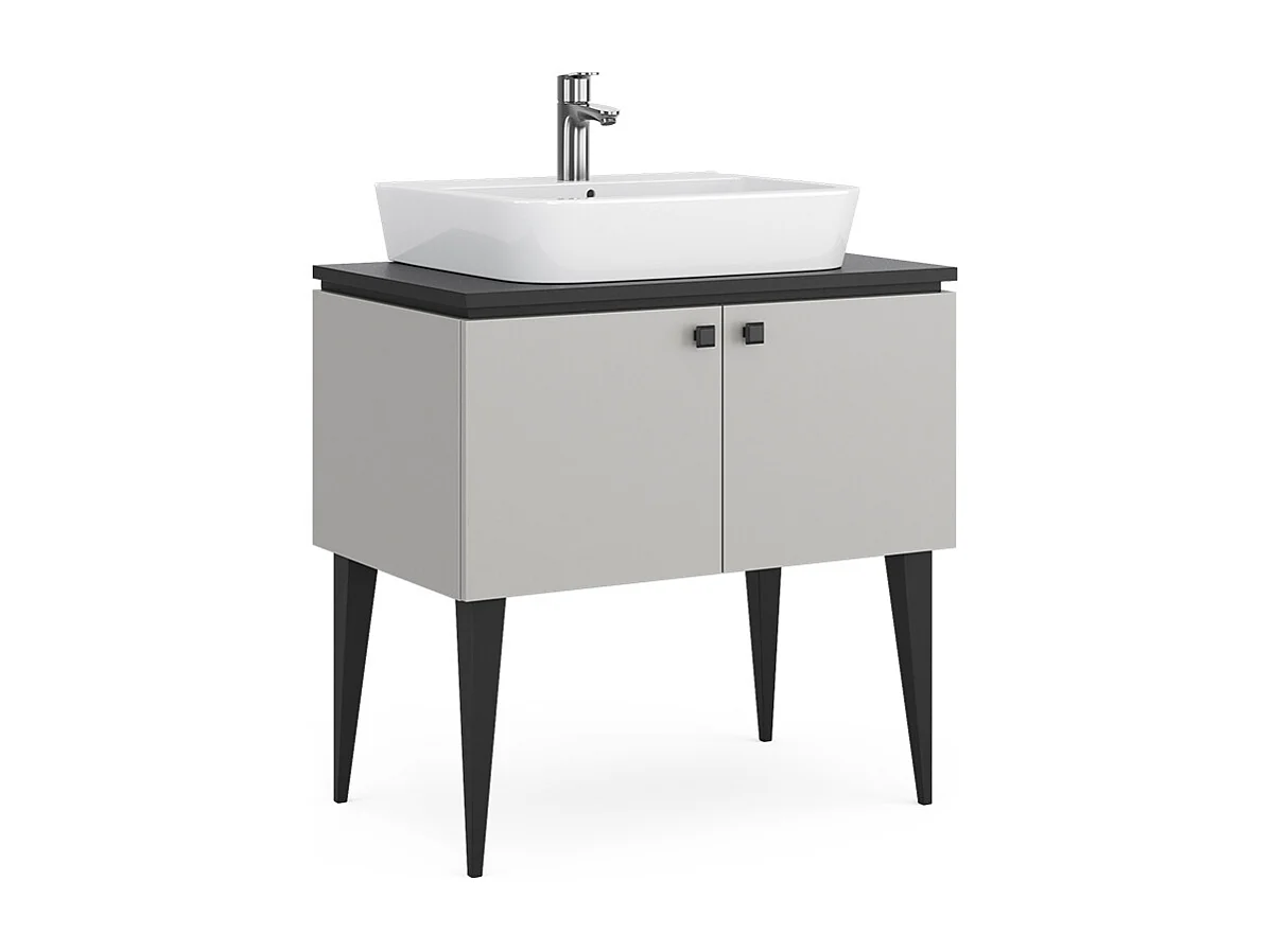 Meuble sous vasque simple gris 80x50x79 gerta