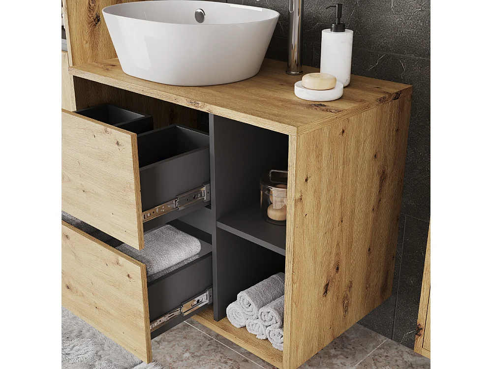 Mobiletto per lavabo artigiano/grigio 80x46x60 viola