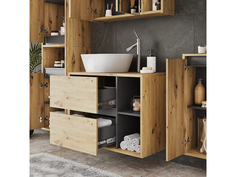 Meuble sous vasque artisan/gris 80x46x60 viola