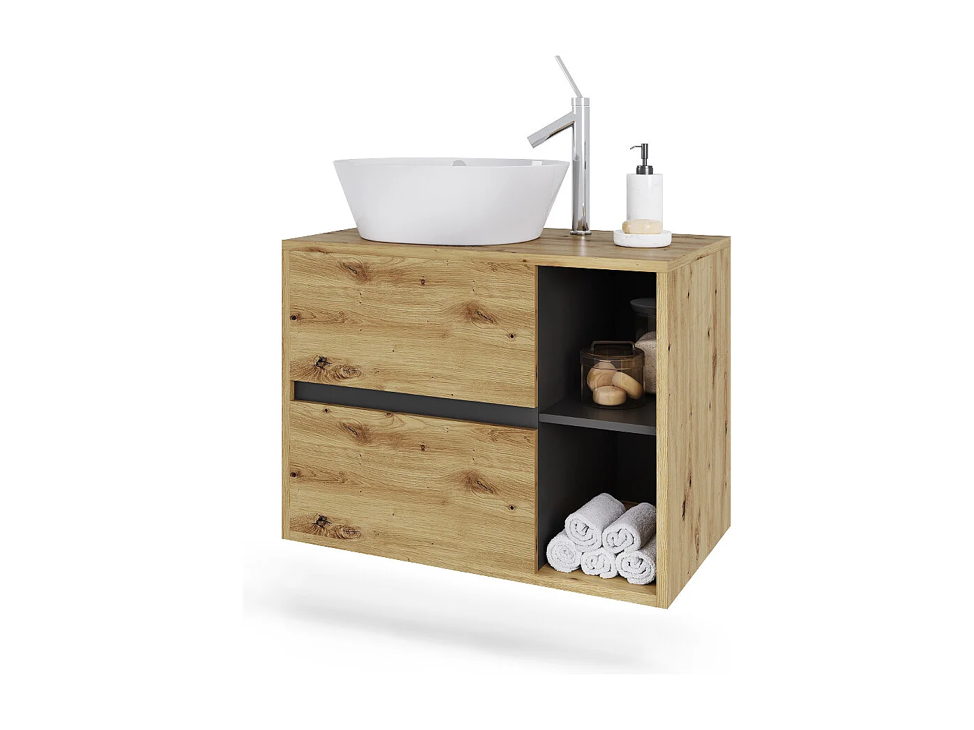 Meuble sous vasque artisan/gris 80x46x60 viola