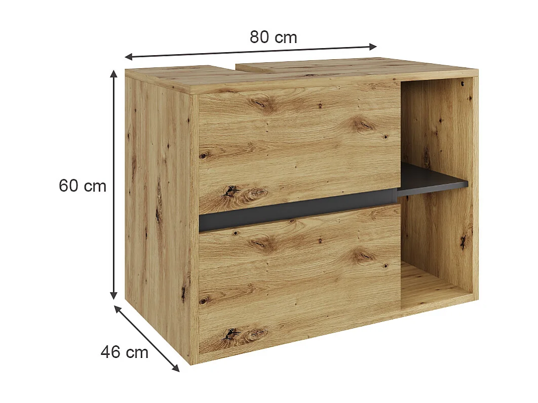 Meuble sous vasque artisan/gris 80x46x60 viola