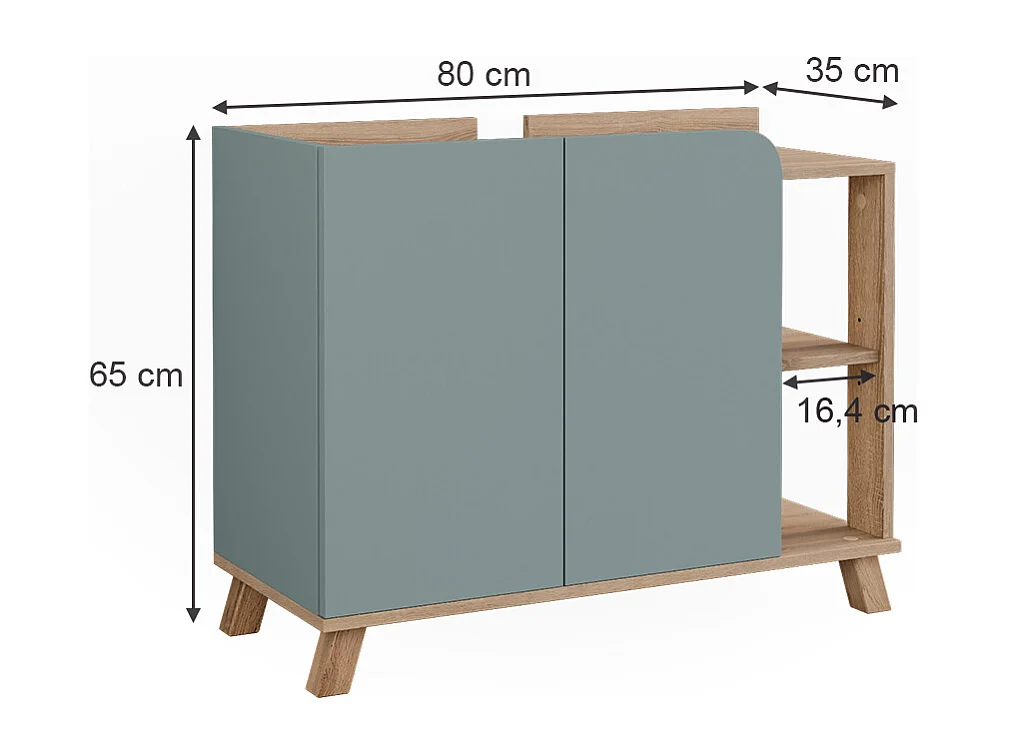 Mobiletto per lavabo sonoma/blu 80x35x65 karen