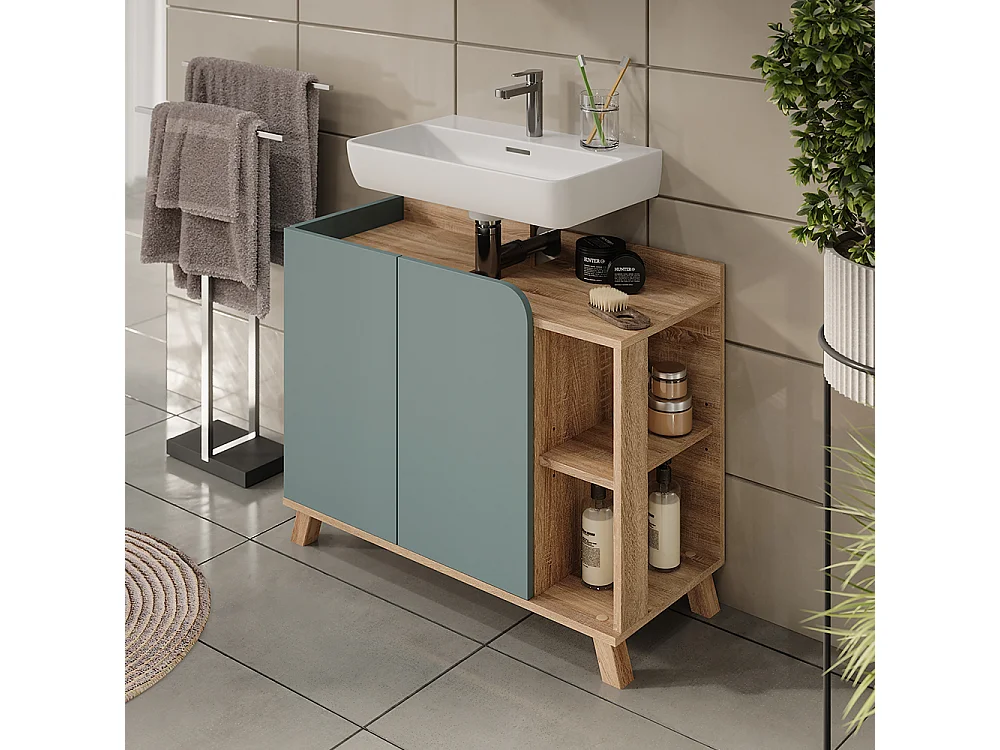 Mobiletto per lavabo sonoma/blu 80x35x65 karen