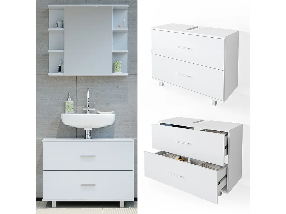 Mobile sottolavabo per bagno bianco 80x33x60.8 ilias
