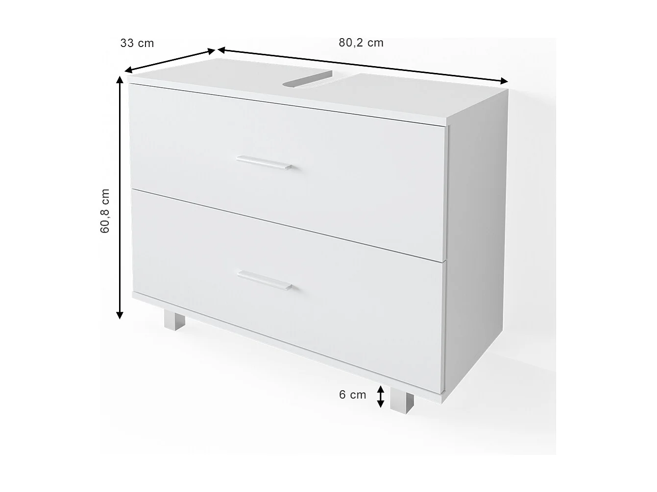 Mobile sottolavabo per bagno bianco 80x33x60.8 ilias
