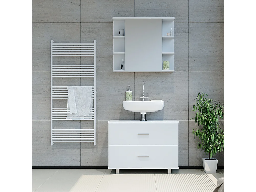 Meuble sous vasque simple blanc 80x33x60.8 ilias