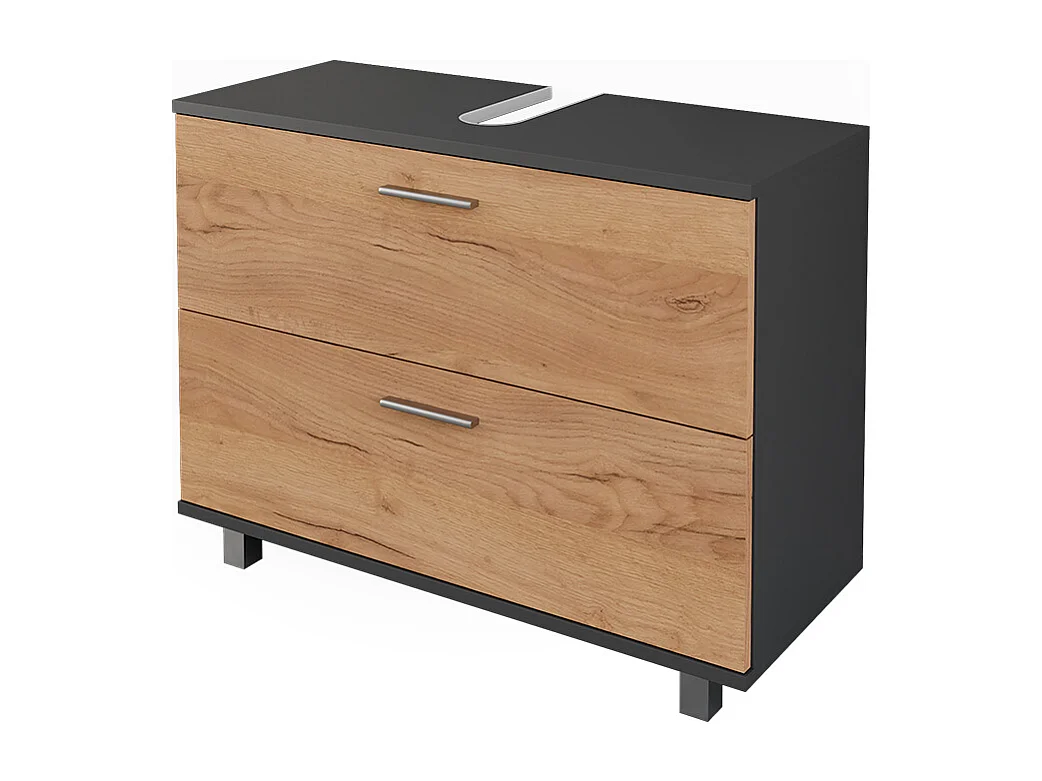 Meuble sous vasque chêne doré/anthracite 80.2x33x60.8 ilias